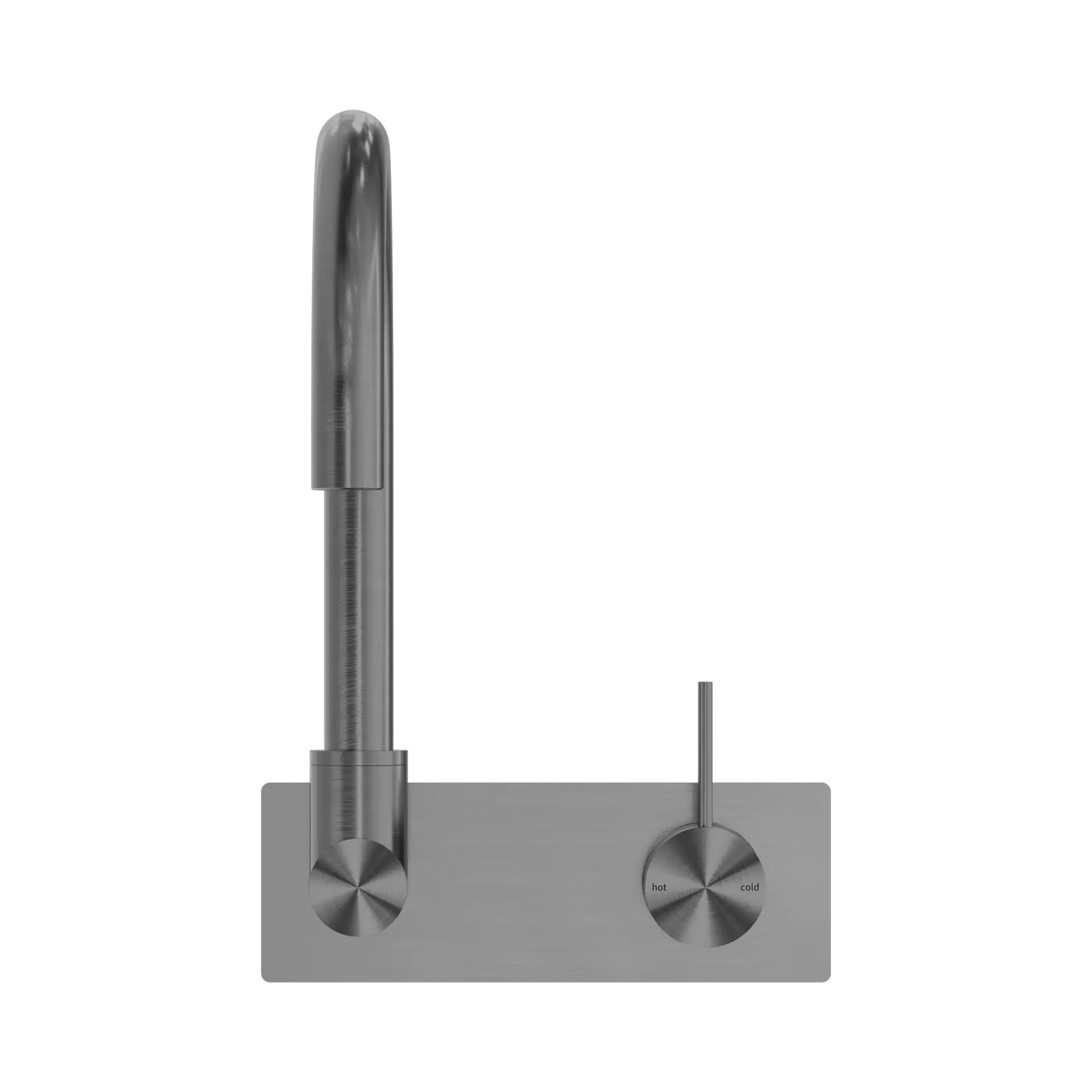 NR221909p GM Mecca Wall Basin Mixer Swivel Spout Handle Up Gun Metal image 2