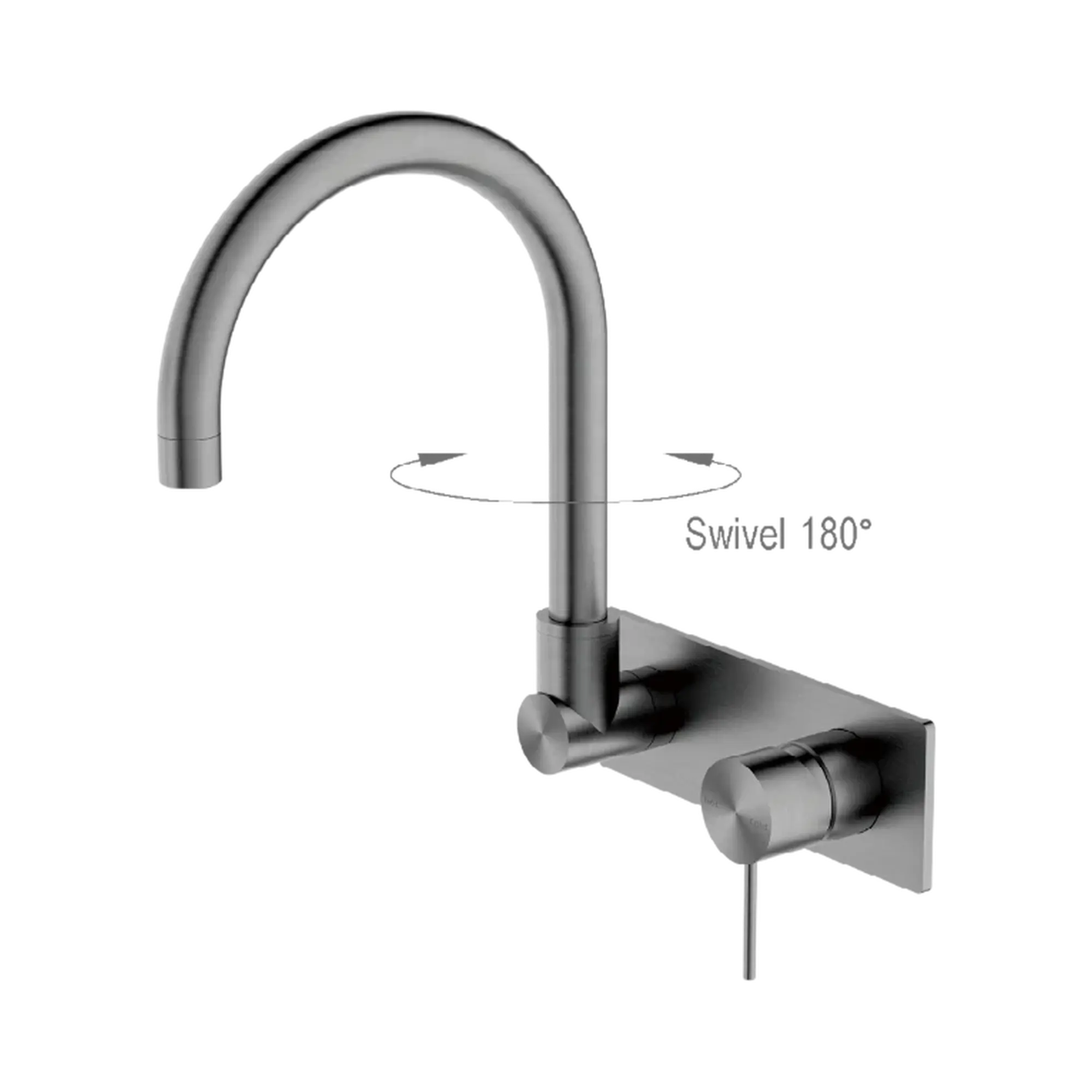 NR221909q GM Mecca Wall Basin Mixer Swivel Spout Gun Metal image 1