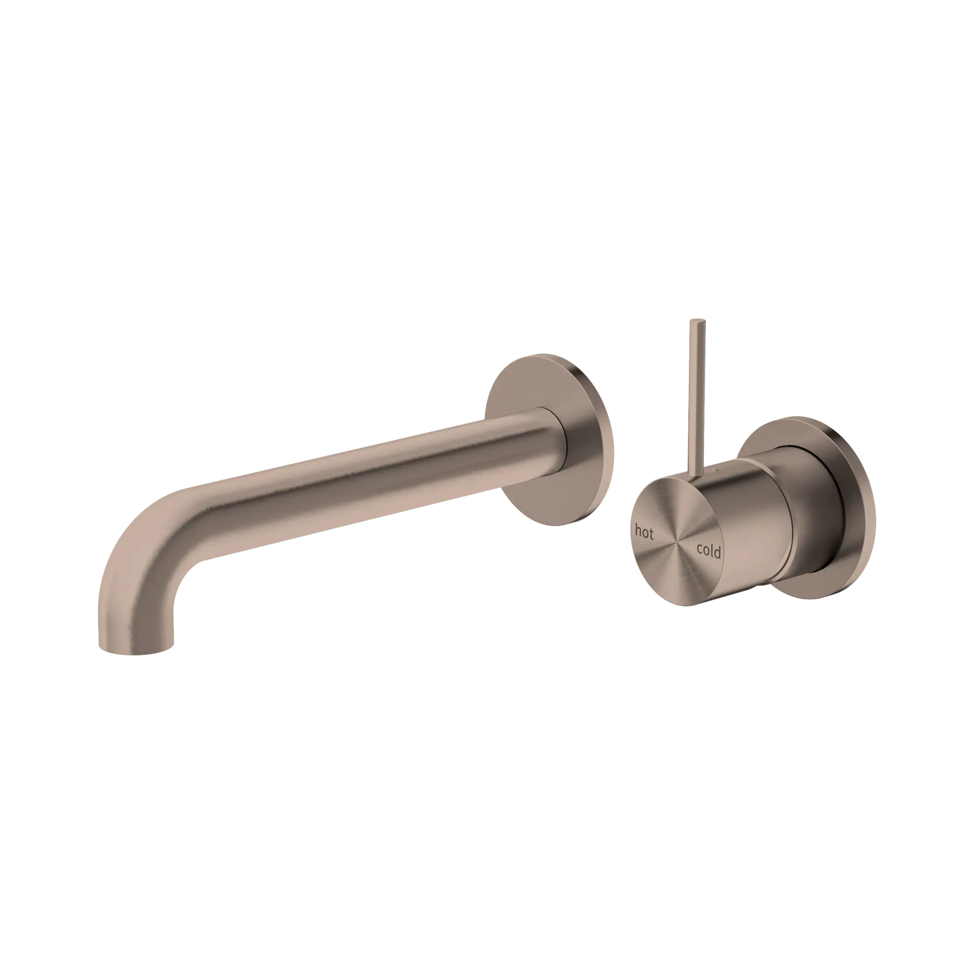 NR221907d185 BZ Mecca Wall Basin Mixer Separate Back Plate Handle Up 185mm Spout Brushed Bronze image 1