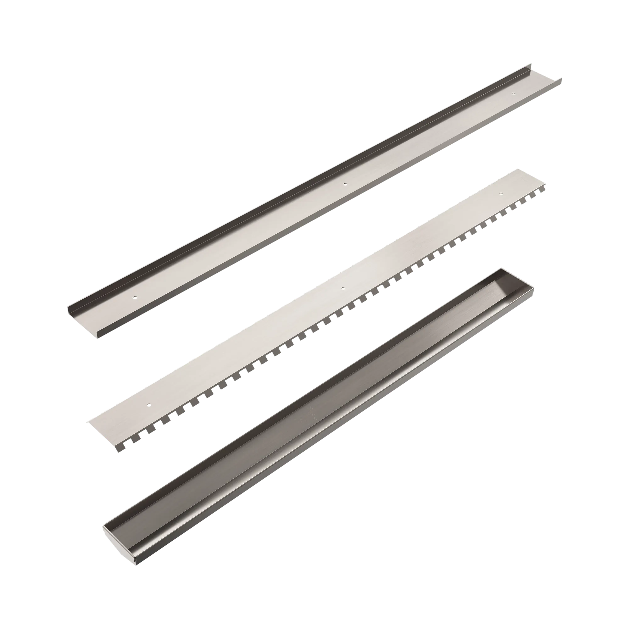 NRFG002 BN Tile Insert V Channel Floor Grate 50mm Outlet Without Outlet And Hole Saw Brushed Nickel image 4