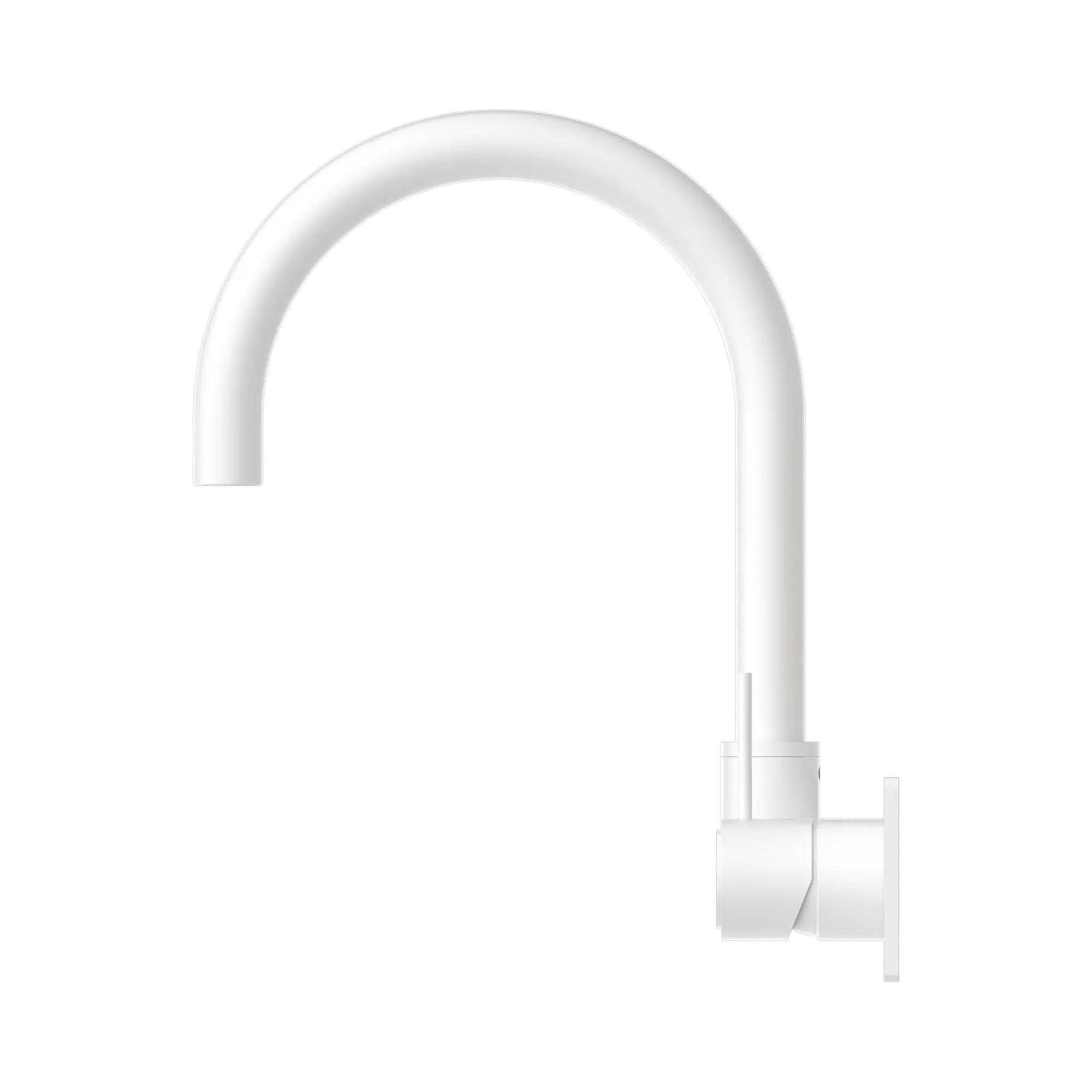 NR221909p MW Mecca Wall Basin Mixer Swivel Spout Handle Up Matte White image 3