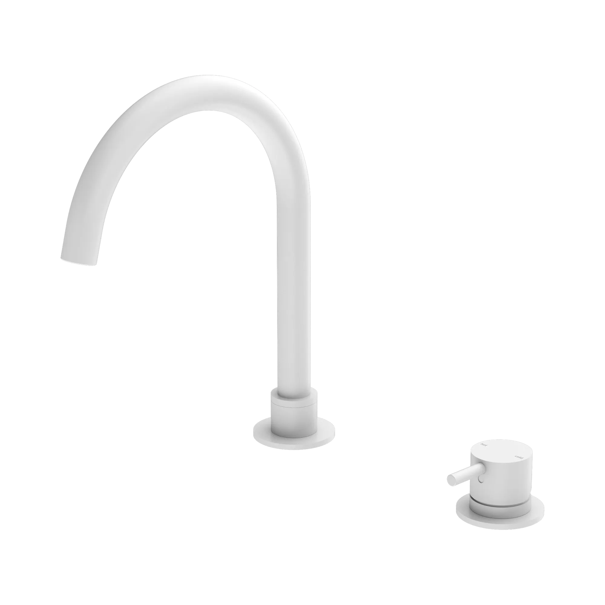 NR221901b MW Mecca Hob Basin Mixer Round Swivel Spout Matte White image 1