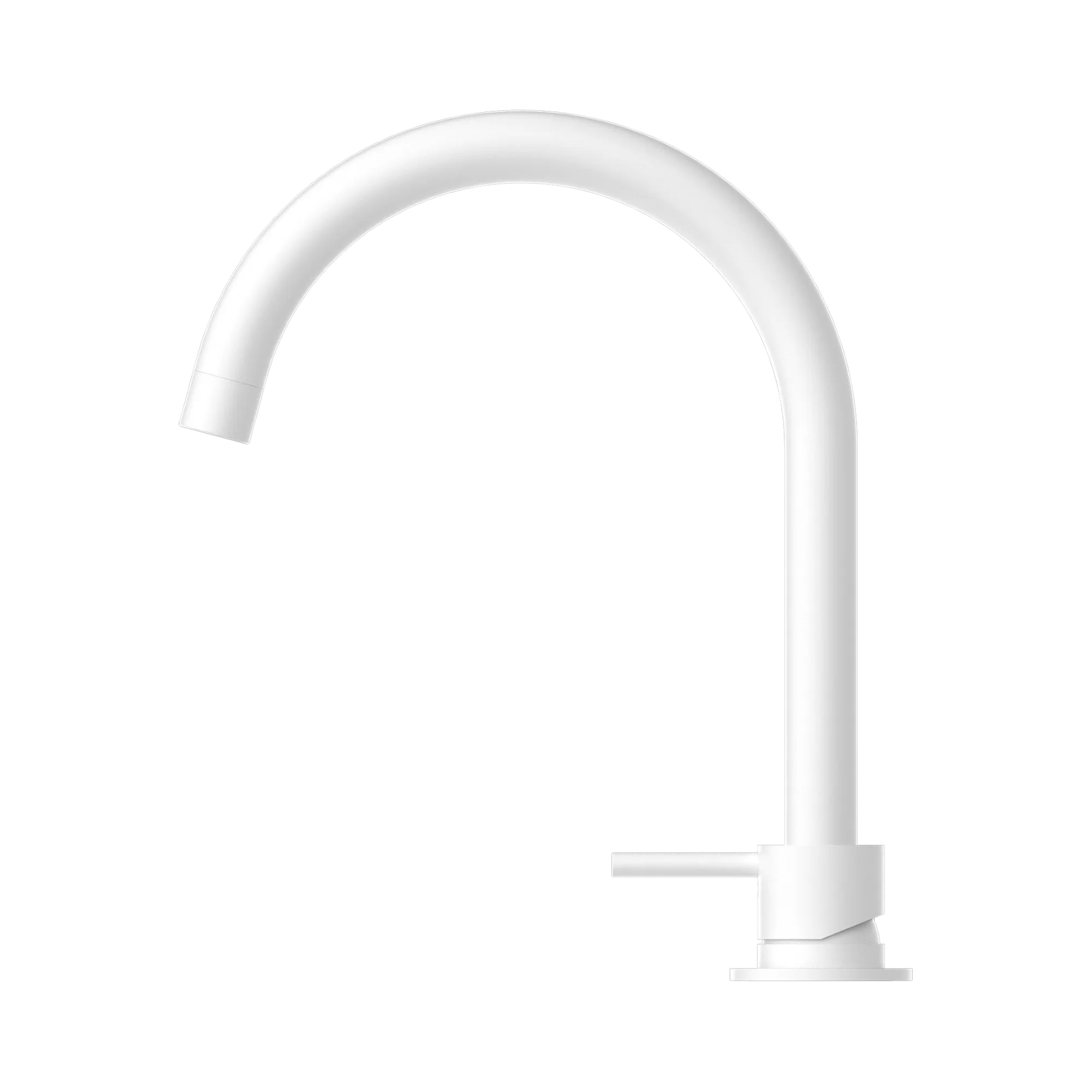 NR221901b MW Mecca Hob Basin Mixer Round Swivel Spout Matte White image 2
