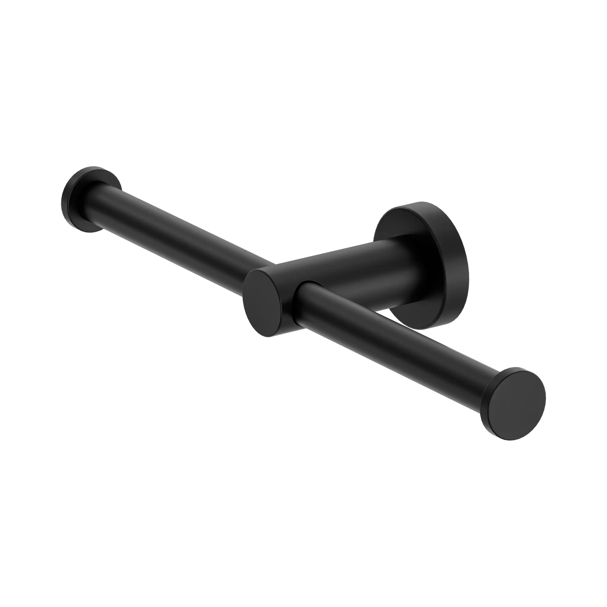 NR1986d MB Mecca Double Toilet Roll Holder Matte Black image 1
