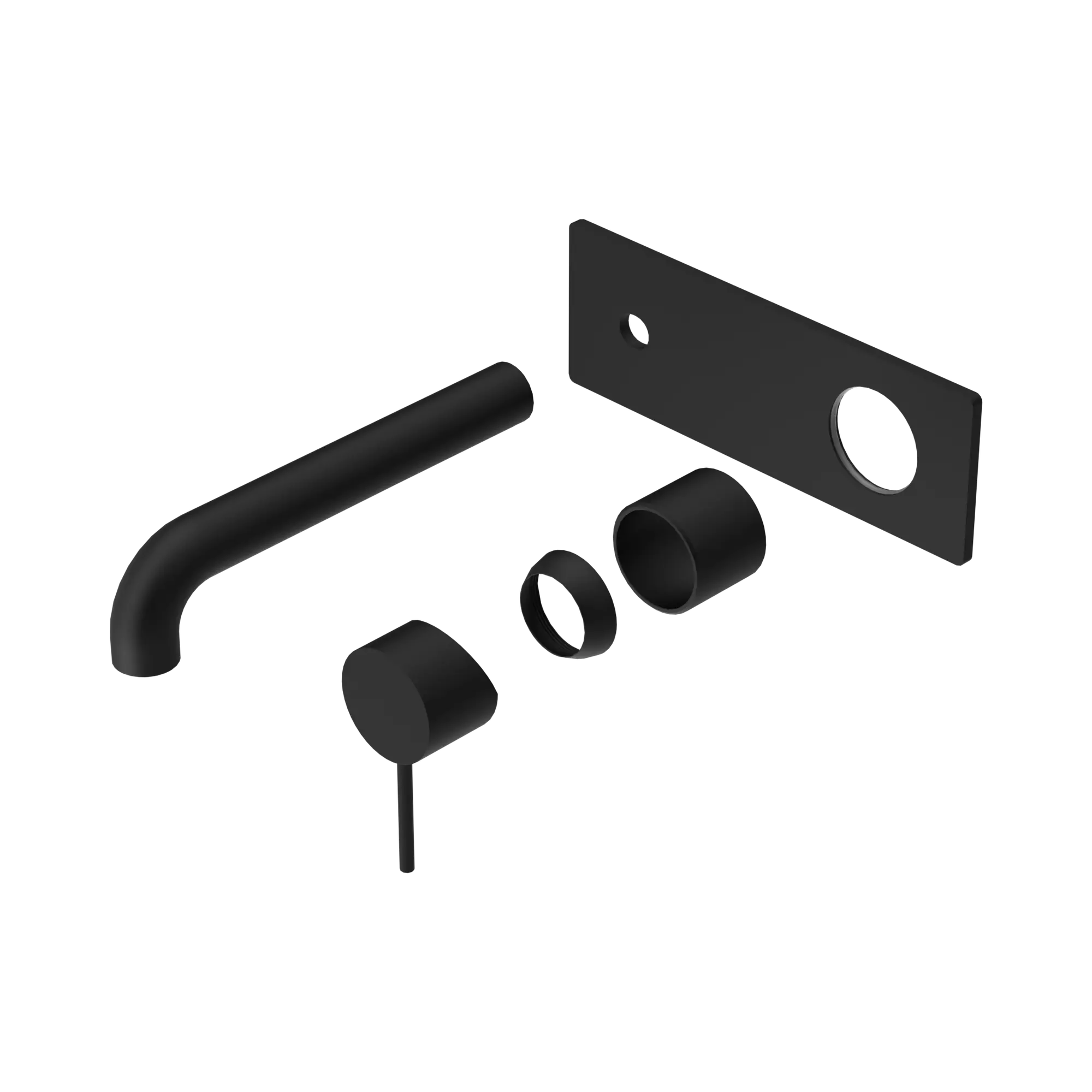 NR221910 A230 TMB Mecca Wall Basin Bath Mixer 230mm Trim Kits Only Matte Black image 1