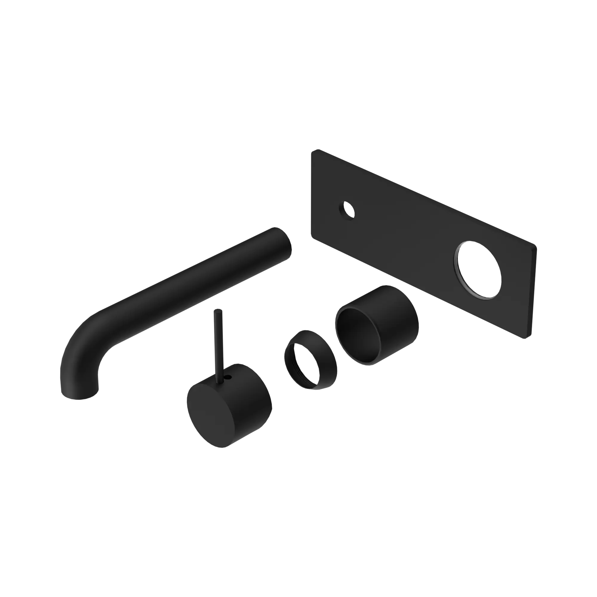 NR221910 B230 TMB Mecca Wall Basin Bath Mixer Handle Up 230mm Trim Kits Only Matte Black image 1