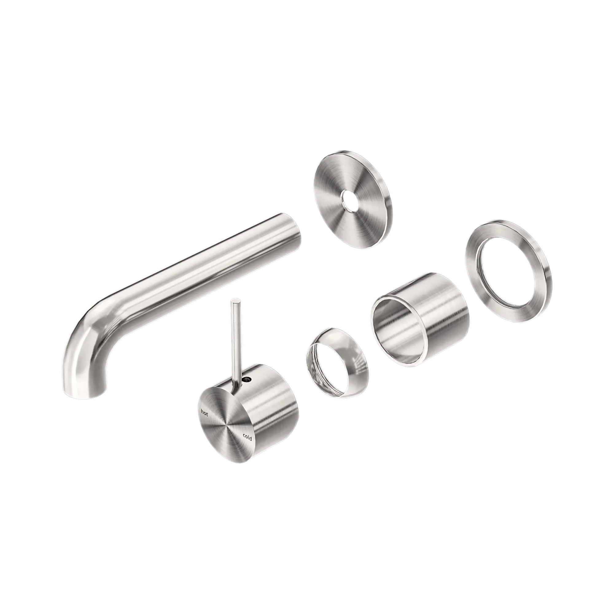NR221910 D160 TBN Mecca Wall Basin Bath Mixer Separate Back Plate Handle Up 160mm Trim Kits Only Brushed Nickel image 1