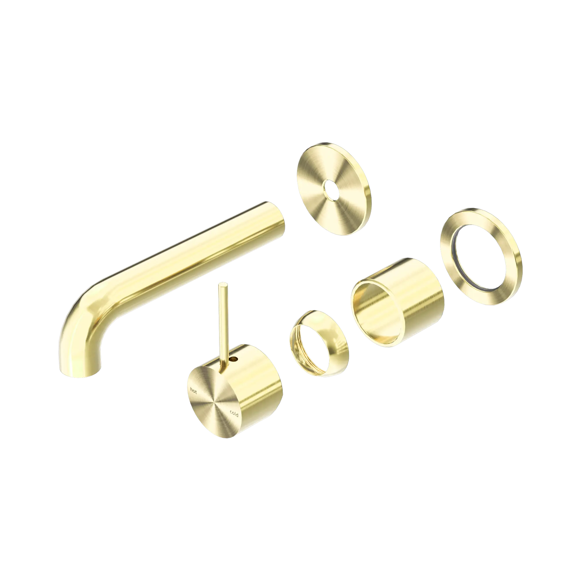NR221910 D160 TBG Mecca Wall Basin Bath Mixer Separate Back Plate Handle Up 160mm Trim Kits Only Brushed Gold image 1