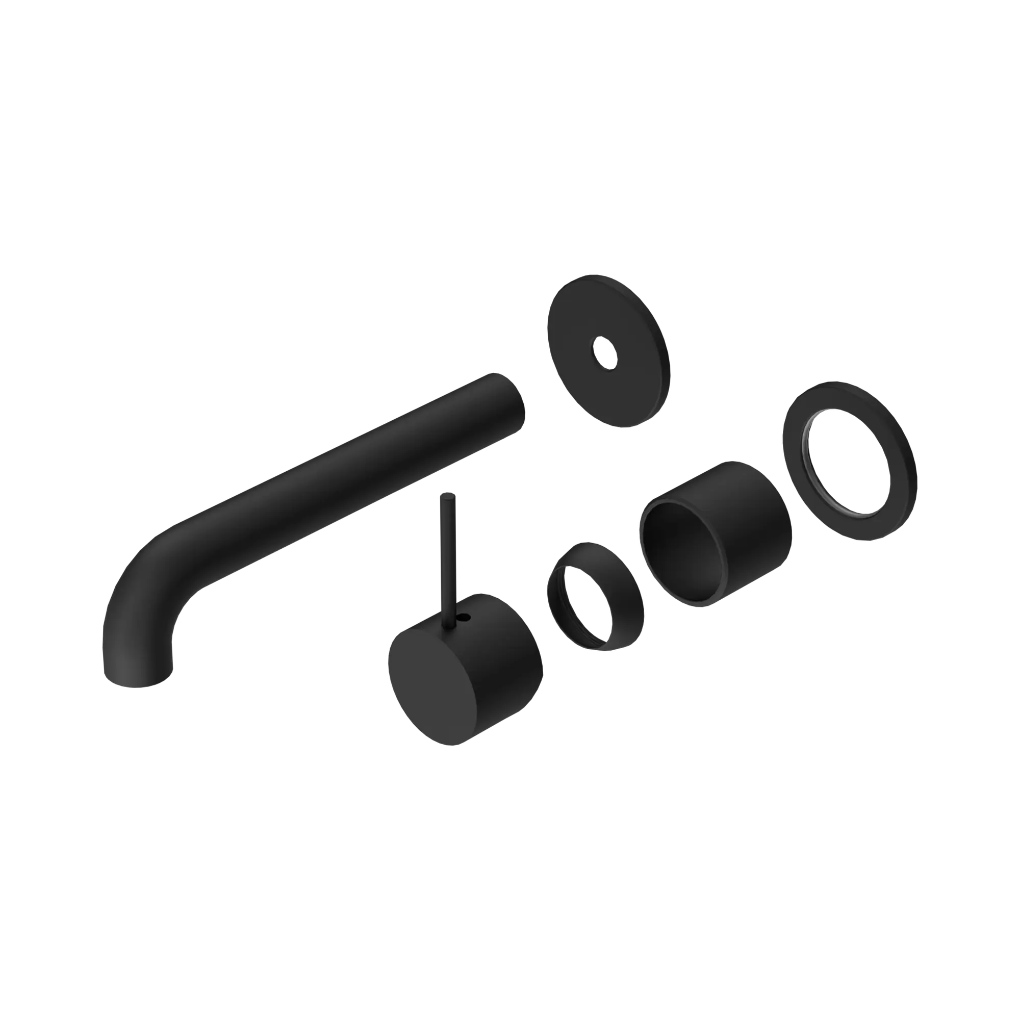 NR221910 D185 TMB Mecca Wall Basin Bath Mixer Separate Back Plate Handle Up 185mm Trim Kits Only Matte Black image 1