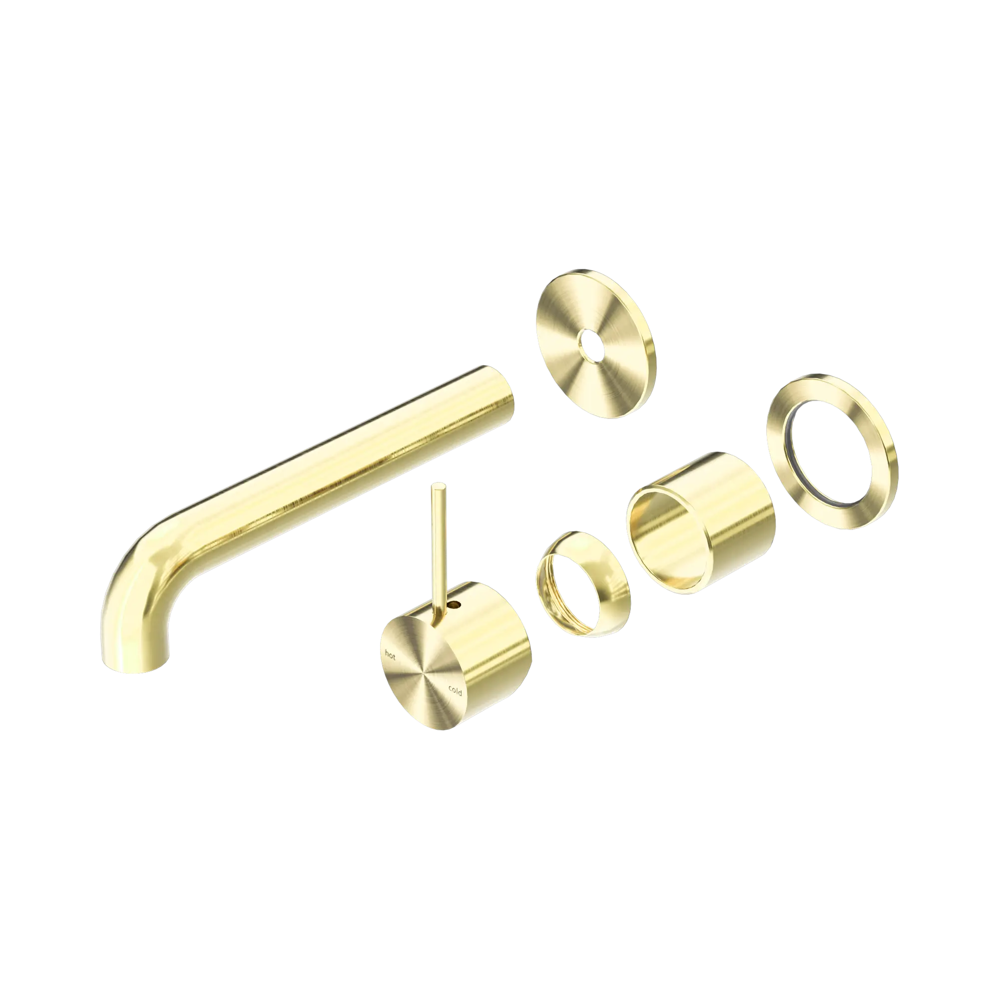 NR221910 D185 TBG Mecca Wall Basin Bath Mixer Separate Back Plate Handle Up 185mm Trim Kits Only Brushed Gold image 1