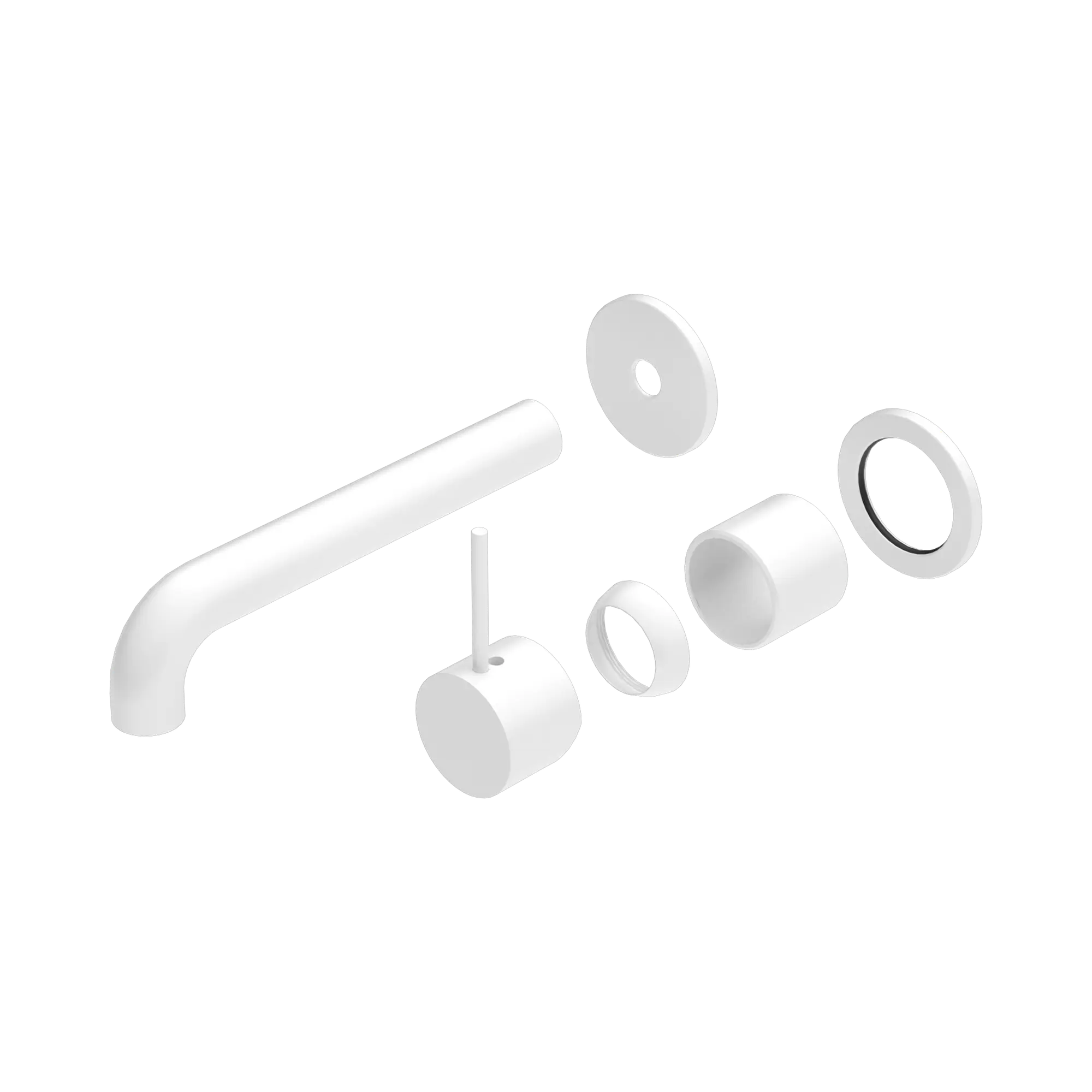 NR221910 D185 TMW Mecca Wall Basin Bath Mixer Separate Back Plate Handle Up 185mm Trim Kits Only Matte White image 1
