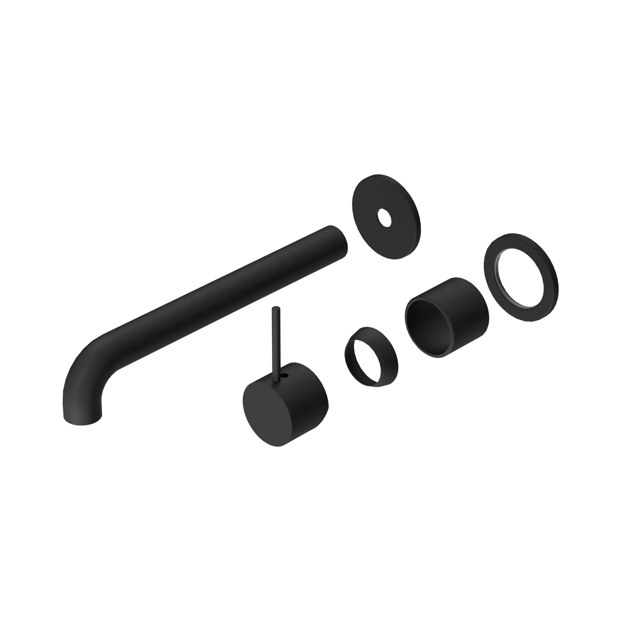 NR221910 D230 TMB Mecca Wall Basin Bath Mixer Separate Back Plate Handle Up 230mm Trim Kits Only Matte Black image 1