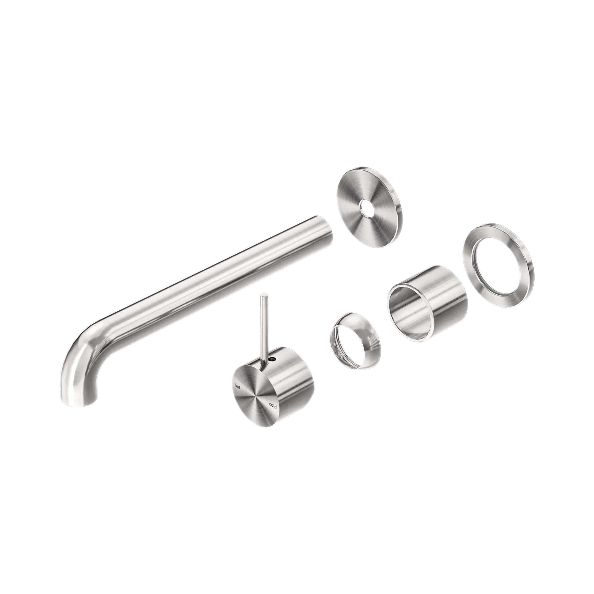 NR221910 D230 TBN Mecca Wall Basin Bath Mixer Separate Back Plate Handle Up 230mm Trim Kits Only Brushed Nickel image 1