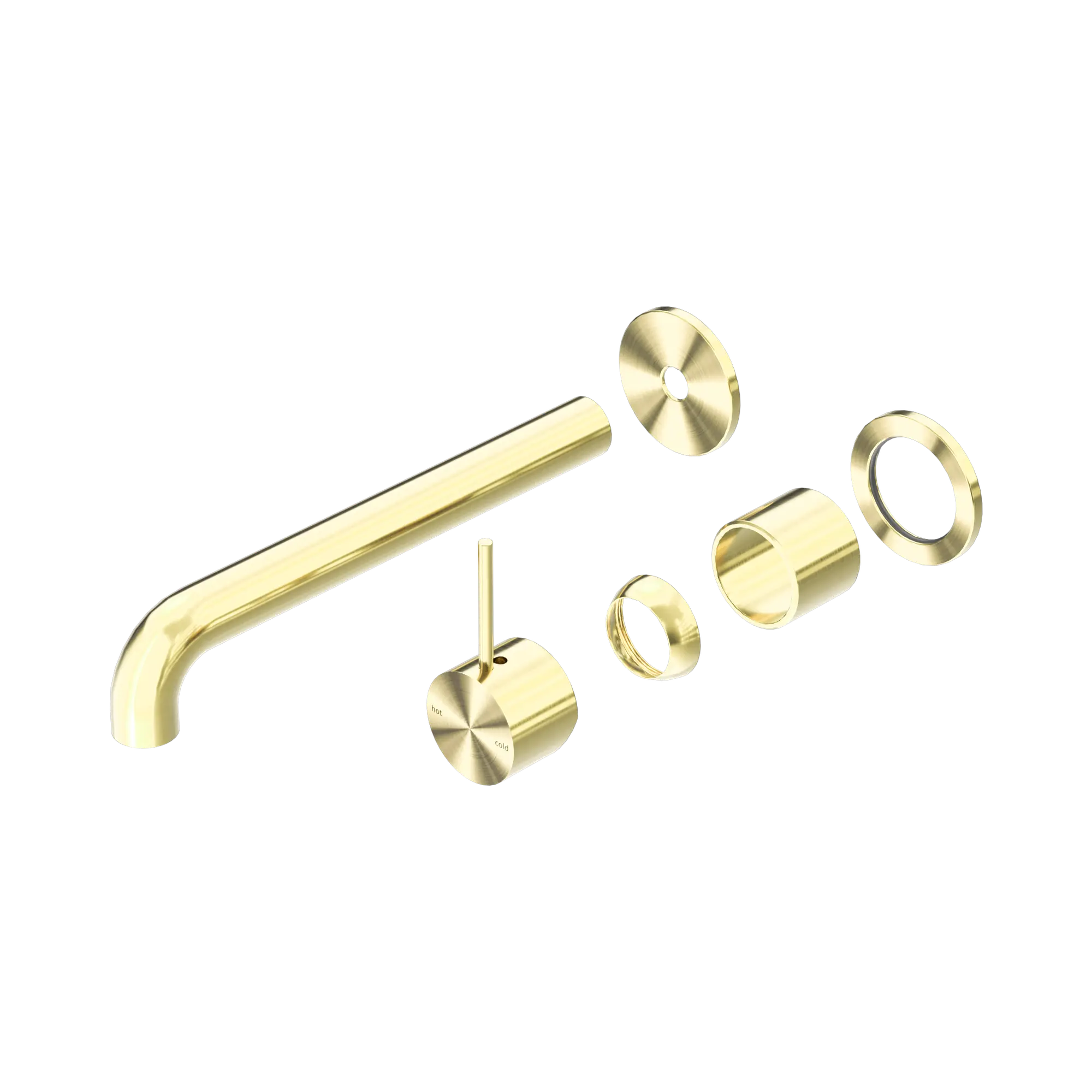 NR221910 D230 TBG Mecca Wall Basin Bath Mixer Separate Back Plate Handle Up 230mm Trim Kits Only Brushed Gold image 1