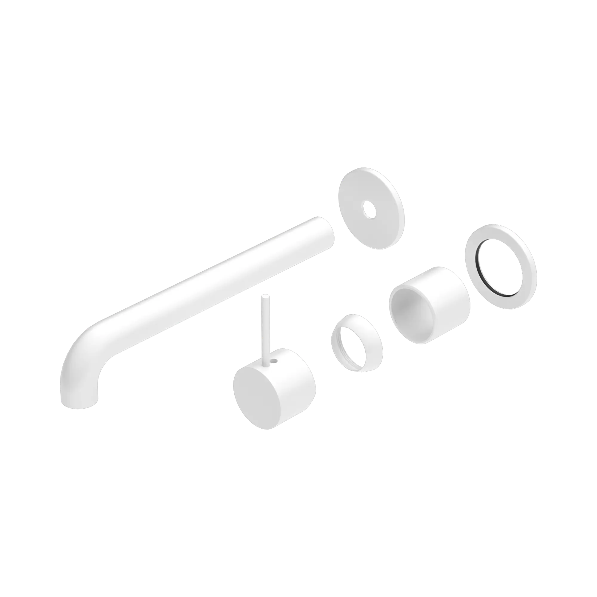 NR221910 D230 TMW Mecca Wall Basin Bath Mixer Separate Back Plate Handle Up 230mm Trim Kits Only Matte White image 1