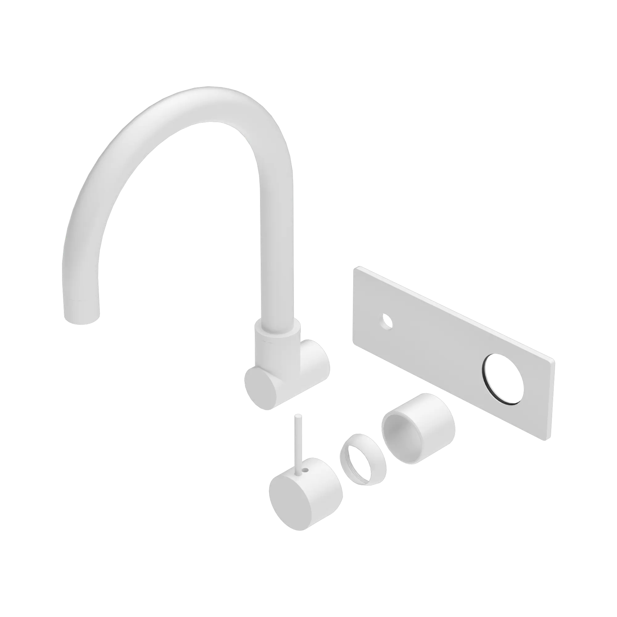 NR221910 PTMW Mecca Wall Basin Bath Mixer Swivel Spout Handle Up Trim Kits Only Matte White image 1