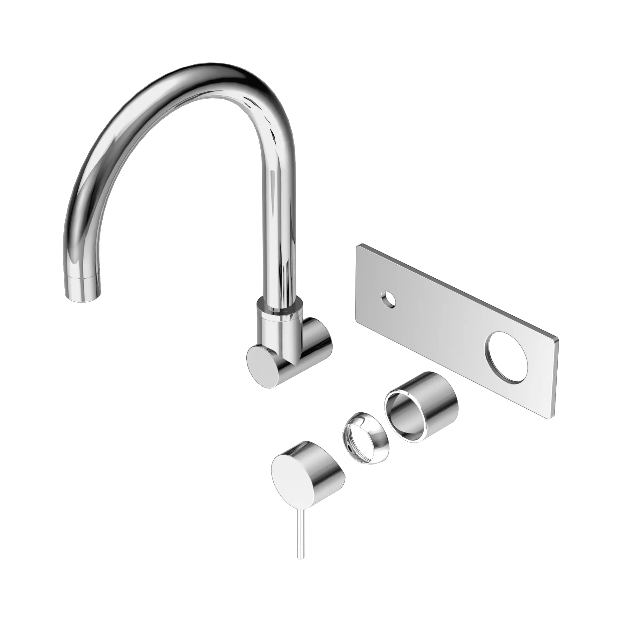 NR221910 QTCH Mecca Wall Basin Bath Mixer Swivel Spout Trim Kits Only Chrome image 1