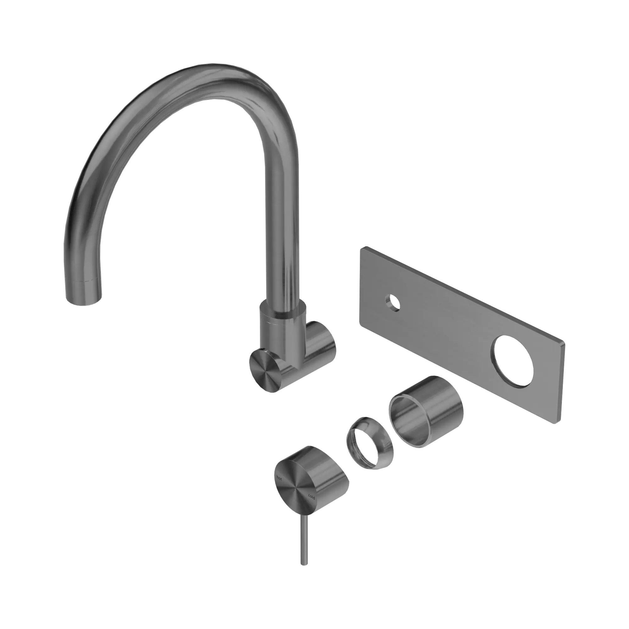 NR221910 QTGM Mecca Wall Basin Bath Mixer Swivel Spout Trim Kits Only Gun Metal image 1