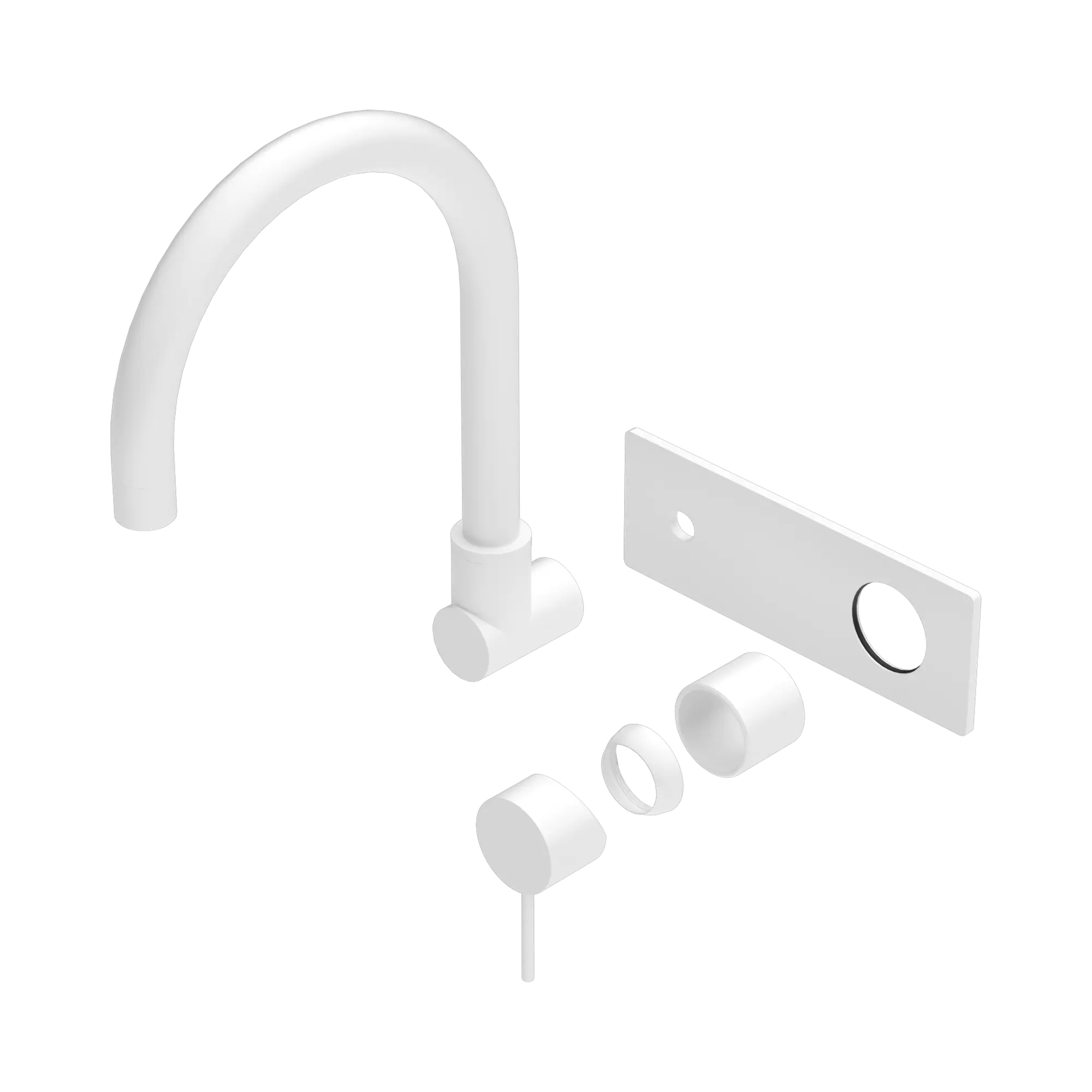 NR221910 QTMW Mecca Wall Basin Bath Mixer Swivel Spout Trim Kits Only Matte White image 1