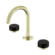 Serenity Basin Set Arc Spout With Marquina Black Handle Brushed Gold